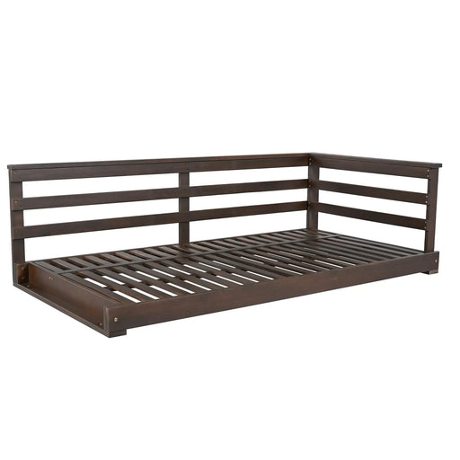 TOPMAX Country Patio Wooden Twin Size Swing Daybed Porch Swing Frame with 4pcs 96-inch Hemp Ropes for Backyard, Garden, Brown Default -DTYStore