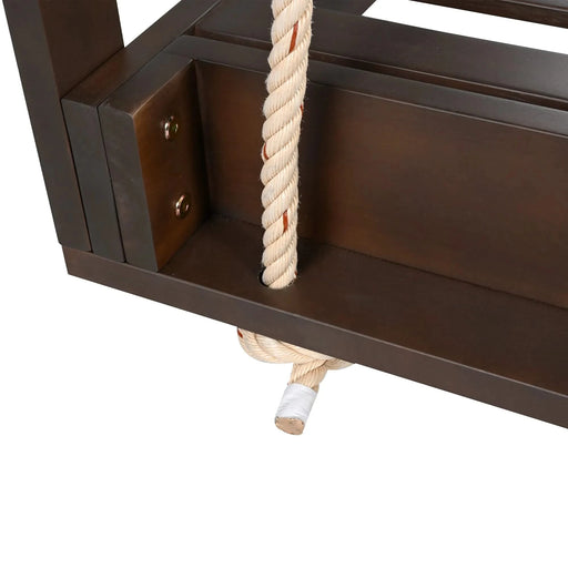 TOPMAX Country Patio Wooden Twin Size Swing Daybed Porch Swing Frame with 4pcs 96-inch Hemp Ropes for Backyard, Garden, Brown Default -DTYStore