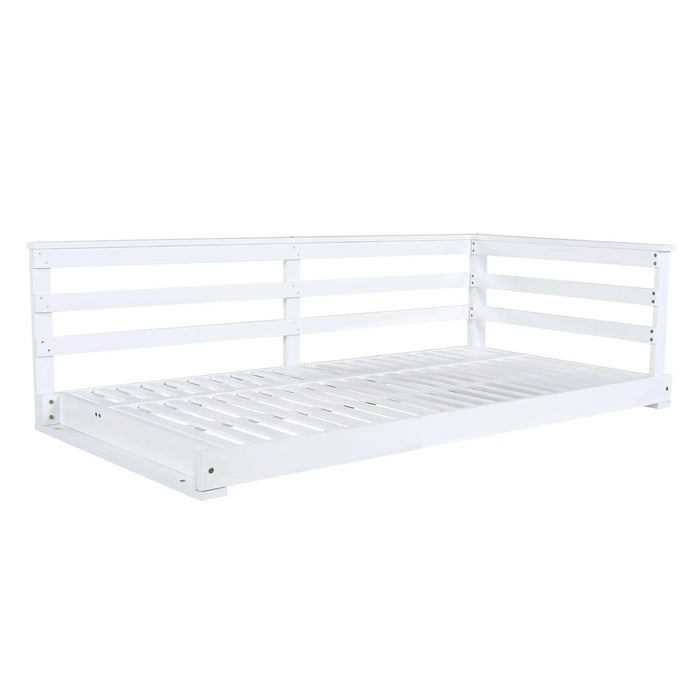 TOPMAX Country Patio Wooden Twin Size Swing Daybed Porch Swing Frame with 4pcs 96-inch Hemp Ropes for Backyard, Garden, White Default -DTYStore