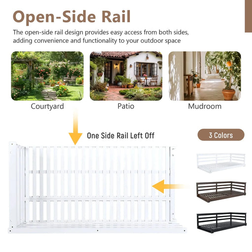 TOPMAX Country Patio Wooden Twin Size Swing Daybed Porch Swing Frame with 4pcs 96-inch Hemp Ropes for Backyard, Garden, White Default -DTYStore