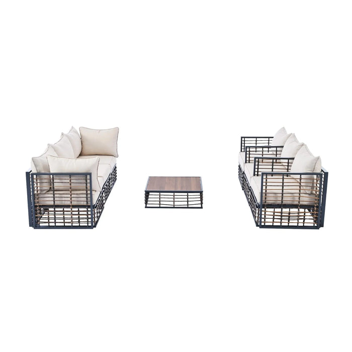 TOPMAX Modern Minimalist 7-Piece Metal Patio Sectional Sofa Set, All-Weather Garden Conversational Furniture Set with Thick Cushions and Coffee Table for Indoor Outdoor, Gray Default -DTYStore