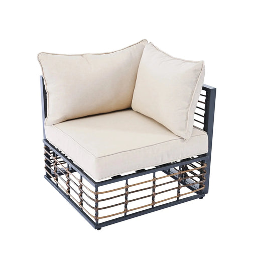 TOPMAX Modern Minimalist 7-Piece Metal Patio Sectional Sofa Set, All-Weather Garden Conversational Furniture Set with Thick Cushions and Coffee Table for Indoor Outdoor, Gray Default -DTYStore