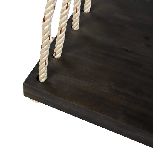 TOPMAX Patio Wooden Swing Chair, Hanging Porch Swing Bench with Cushion&Pillows, 10.8Ft Hemp Ropes for Garden,Backyard, Lawn,Brown Default -DTYStore