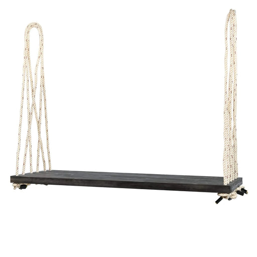 TOPMAX Patio Wooden Swing Chair, Hanging Porch Swing Bench with Cushion&Pillows, 10.8Ft Hemp Ropes for Garden,Backyard, Lawn,Brown Default -DTYStore