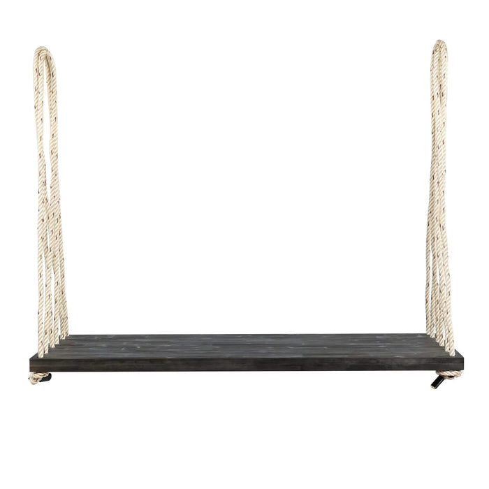 TOPMAX Patio Wooden Swing Chair, Hanging Porch Swing Bench with Cushion&Pillows, 10.8Ft Hemp Ropes for Garden,Backyard, Lawn,Brown Default -DTYStore