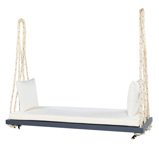 TOPMAX Patio Wooden Swing Chair, Hanging Porch Swing Bench with Cushion&Pillows, 10.8Ft Hemp Ropes for Garden,Backyard, Lawn,Gray Default -DTYStore