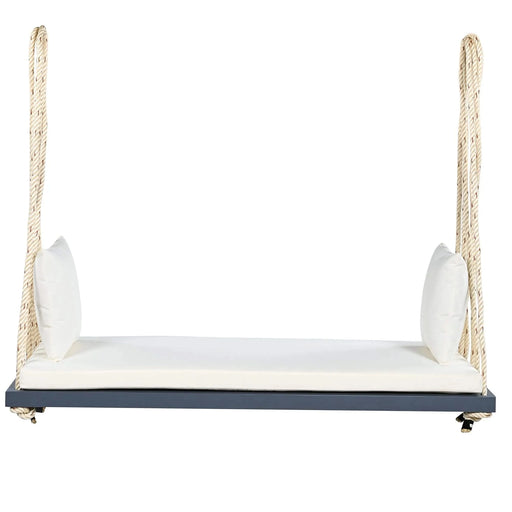 TOPMAX Patio Wooden Swing Chair, Hanging Porch Swing Bench with Cushion&Pillows, 10.8Ft Hemp Ropes for Garden,Backyard, Lawn,Gray Default -DTYStore