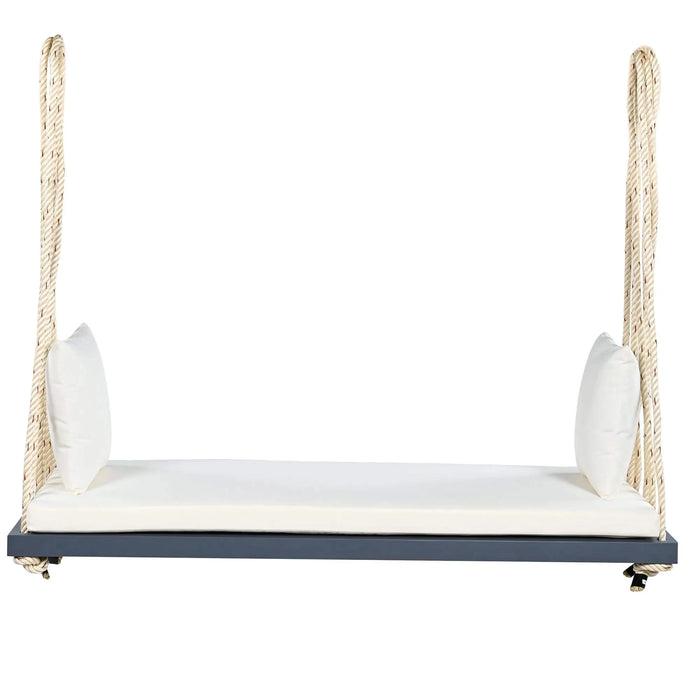 TOPMAX Patio Wooden Swing Chair, Hanging Porch Swing Bench with Cushion&Pillows, 10.8Ft Hemp Ropes for Garden,Backyard, Lawn,Gray Default -DTYStore