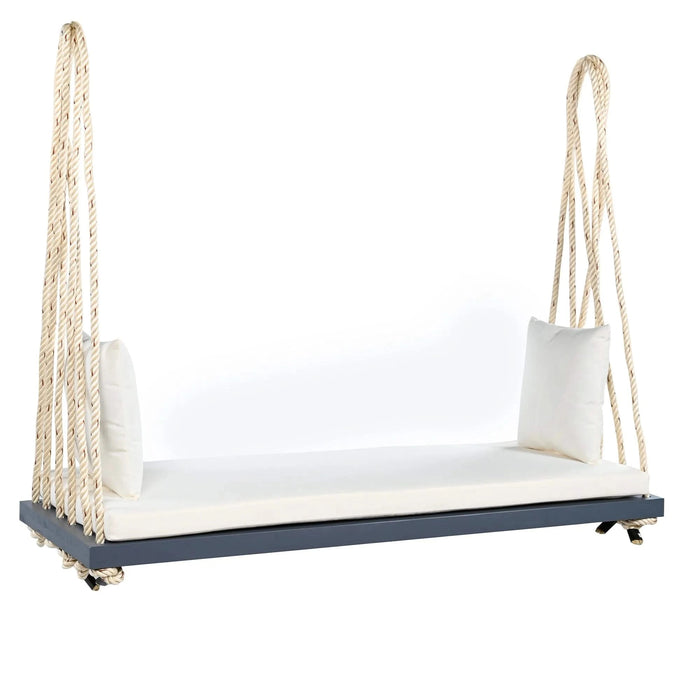 TOPMAX Patio Wooden Swing Chair, Hanging Porch Swing Bench with Cushion&Pillows, 10.8Ft Hemp Ropes for Garden,Backyard, Lawn,Gray Default -DTYStore