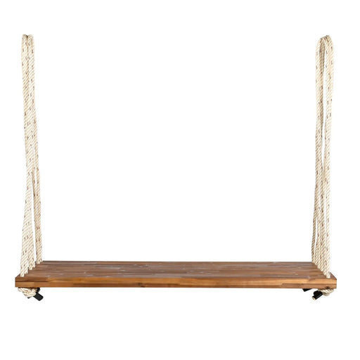 TOPMAX Patio Wooden Swing Chair, Hanging Porch Swing Bench with Cushion&Pillows, 10.8Ft Hemp Ropes for Garden,Backyard, Lawn,Natural Default -DTYStore