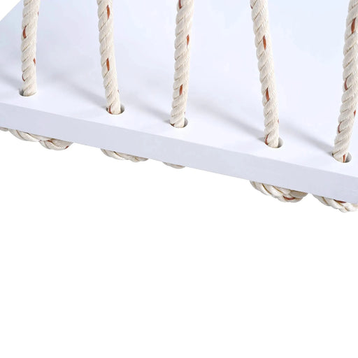 TOPMAX Patio Wooden Swing Chair, Hanging Porch Swing Bench with Cushion&Pillows, 10.8Ft Hemp Ropes for Garden,Backyard, Lawn,White Default -DTYStore