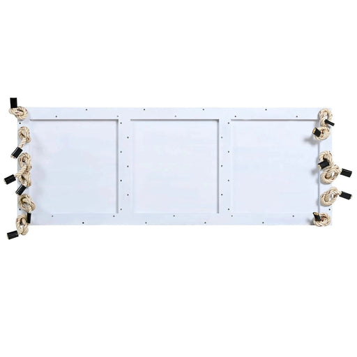 TOPMAX Patio Wooden Swing Chair, Hanging Porch Swing Bench with Cushion&Pillows, 10.8Ft Hemp Ropes for Garden,Backyard, Lawn,White Default -DTYStore