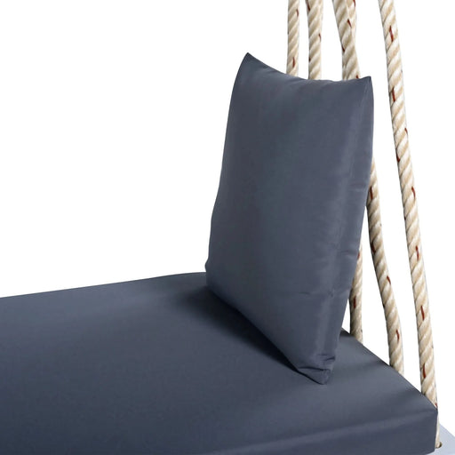 TOPMAX Patio Wooden Swing Chair, Hanging Porch Swing Bench with Cushion&Pillows, 10.8Ft Hemp Ropes for Garden,Backyard, Lawn,White Default -DTYStore