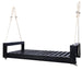 TOPMAX Twin Size Porch Swing Bed Seating Group, Patio Acacia Wood Swing Frame with Hemp Ropes for Garden, Backyard, Black Default -DTYStore