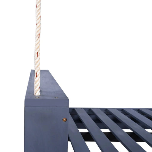 TOPMAX Twin Size Porch Swing Bed Seating Group, Patio Acacia Wood Swing Frame with Hemp Ropes for Garden, Backyard, Gray Default -DTYStore