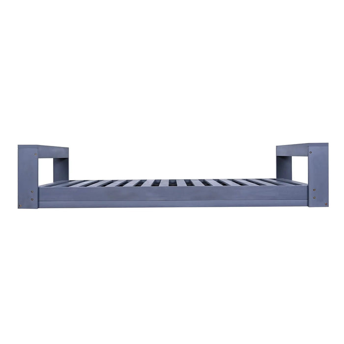 TOPMAX Twin Size Porch Swing Bed Seating Group, Patio Acacia Wood Swing Frame with Hemp Ropes for Garden, Backyard, Gray Default -DTYStore