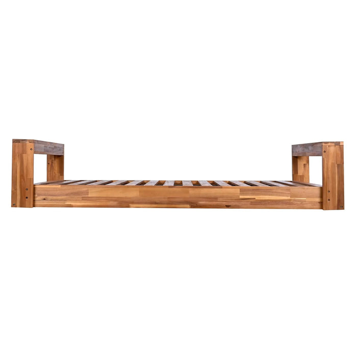 TOPMAX Twin Size Porch Swing Bed Seating Group, Patio Acacia Wood Swing Frame with Hemp Ropes for Garden, Backyard, Natural Default -DTYStore