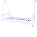 TOPMAX Twin Size Porch Swing Bed Seating Group, Patio Acacia Wood Swing Frame with Hemp Ropes for Garden, Backyard, White Default -DTYStore