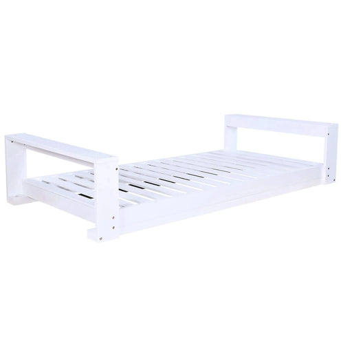 TOPMAX Twin Size Porch Swing Bed Seating Group, Patio Acacia Wood Swing Frame with Hemp Ropes for Garden, Backyard, White Default -DTYStore