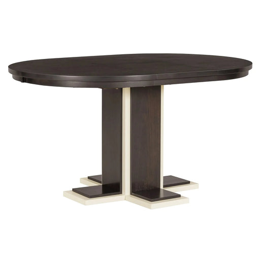 TREXM Extendable Dining Table with a 16-inch Middle Leaf, 42''-58'' Oval Dining Table for 6, Retro Solid Wood Round Dining Table with Double Layer Design for Kitchen, Dining Room (Espresso) Default -DTYStore