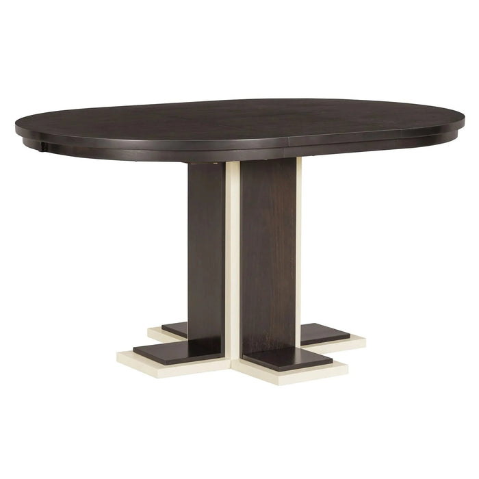 TREXM Extendable Dining Table with a 16-inch Middle Leaf, 42''-58'' Oval Dining Table for 6, Retro Solid Wood Round Dining Table with Double Layer Design for Kitchen, Dining Room (Espresso) Default -DTYStore