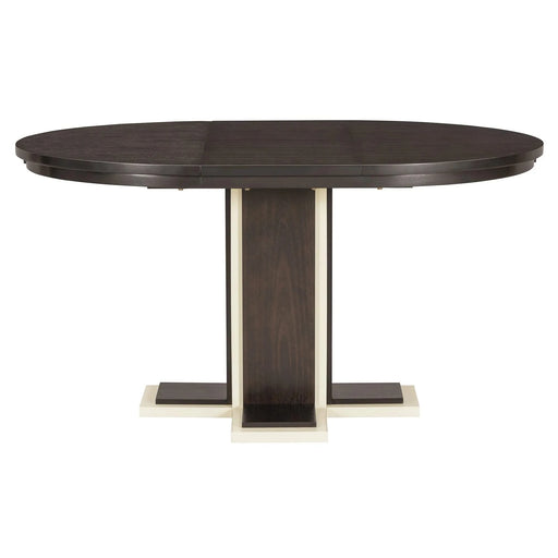 TREXM Extendable Dining Table with a 16-inch Middle Leaf, 42''-58'' Oval Dining Table for 6, Retro Solid Wood Round Dining Table with Double Layer Design for Kitchen, Dining Room (Espresso) Default -DTYStore