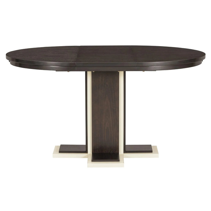 TREXM Extendable Dining Table with a 16-inch Middle Leaf, 42''-58'' Oval Dining Table for 6, Retro Solid Wood Round Dining Table with Double Layer Design for Kitchen, Dining Room (Espresso) Default -DTYStore