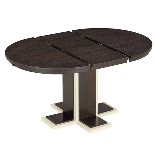 TREXM Extendable Dining Table with a 16-inch Middle Leaf, 42''-58'' Oval Dining Table for 6, Retro Solid Wood Round Dining Table with Double Layer Design for Kitchen, Dining Room (Espresso) Default -DTYStore