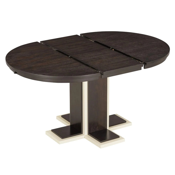 TREXM Extendable Dining Table with a 16-inch Middle Leaf, 42''-58'' Oval Dining Table for 6, Retro Solid Wood Round Dining Table with Double Layer Design for Kitchen, Dining Room (Espresso) Default -DTYStore