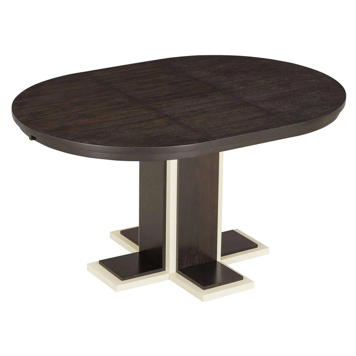 TREXM Extendable Dining Table with a 16-inch Middle Leaf, 42''-58'' Oval Dining Table for 6, Retro Solid Wood Round Dining Table with Double Layer Design for Kitchen, Dining Room (Espresso) Default -DTYStore