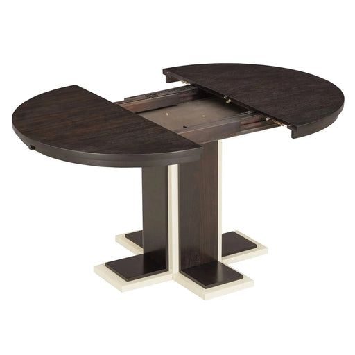 TREXM Extendable Dining Table with a 16-inch Middle Leaf, 42''-58'' Oval Dining Table for 6, Retro Solid Wood Round Dining Table with Double Layer Design for Kitchen, Dining Room (Espresso) Default -DTYStore