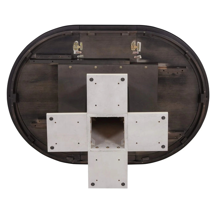 TREXM Extendable Dining Table with a 16-inch Middle Leaf, 42''-58'' Oval Dining Table for 6, Retro Solid Wood Round Dining Table with Double Layer Design for Kitchen, Dining Room (Espresso) Default -DTYStore