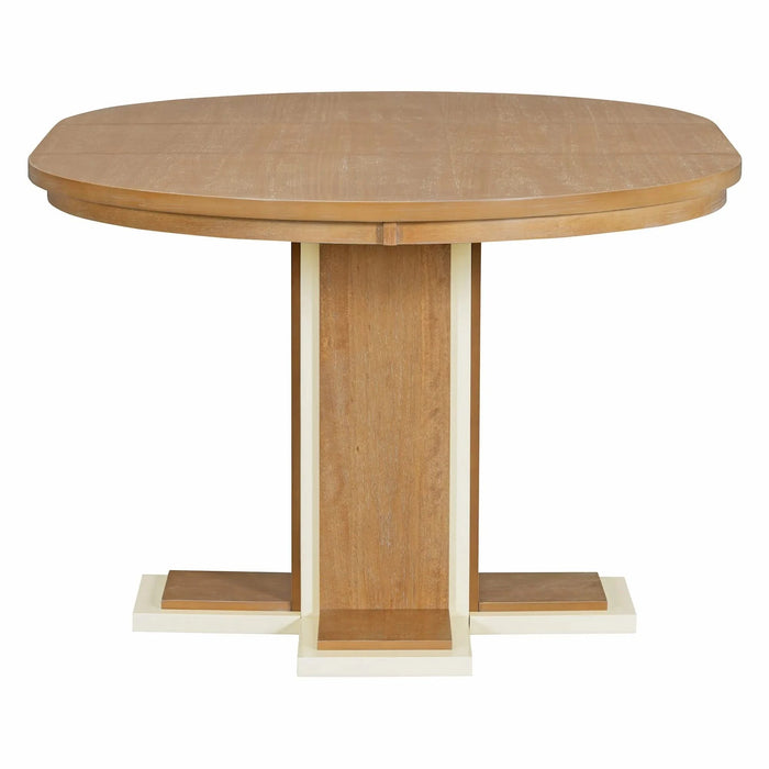 TREXM Extendable Dining Table with a 16-inch Middle Leaf, 42''-58'' Oval Dining Table for 6, Retro Solid Wood Round Dining Table with Double Layer Design for Kitchen, Dining Room (Natural Wood Wash) Default -DTYStore