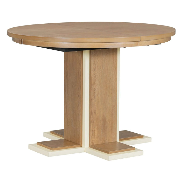 TREXM Extendable Dining Table with a 16-inch Middle Leaf, 42''-58'' Oval Dining Table for 6, Retro Solid Wood Round Dining Table with Double Layer Design for Kitchen, Dining Room (Natural Wood Wash) Default -DTYStore