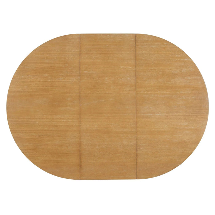 TREXM Extendable Dining Table with a 16-inch Middle Leaf, 42''-58'' Oval Dining Table for 6, Retro Solid Wood Round Dining Table with Double Layer Design for Kitchen, Dining Room (Natural Wood Wash) Default -DTYStore