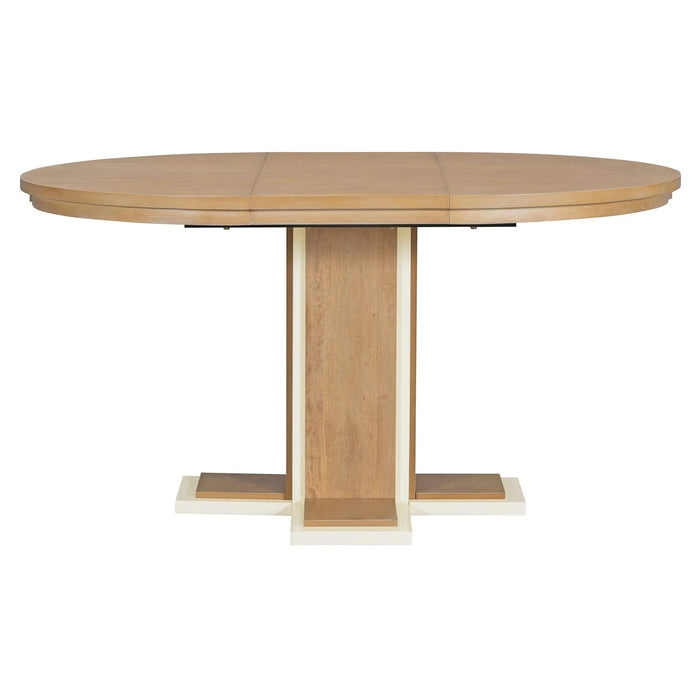 TREXM Extendable Dining Table with a 16-inch Middle Leaf, 42''-58'' Oval Dining Table for 6, Retro Solid Wood Round Dining Table with Double Layer Design for Kitchen, Dining Room (Natural Wood Wash) Default -DTYStore