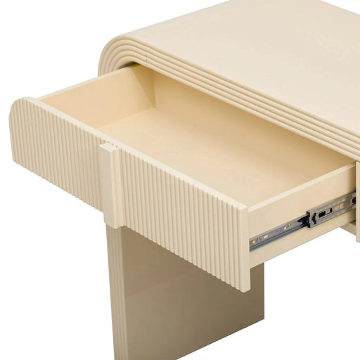 TREXM Modern Console Table with 2 Storage Drawers, Fluted Entryway Table with Rounded Silhouette for Hallway Living Room and Entryway (Apricot Cream) Default -DTYStore