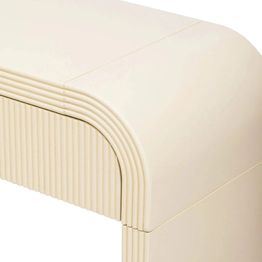 TREXM Modern Console Table with 2 Storage Drawers, Fluted Entryway Table with Rounded Silhouette for Hallway Living Room and Entryway (Apricot Cream) Default -DTYStore