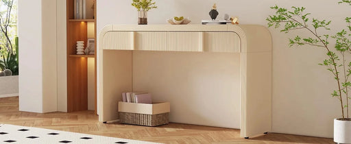TREXM Modern Console Table with 2 Storage Drawers, Fluted Entryway Table with Rounded Silhouette for Hallway Living Room and Entryway (Apricot Cream) Default -DTYStore