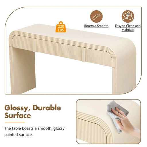 TREXM Modern Console Table with 2 Storage Drawers, Fluted Entryway Table with Rounded Silhouette for Hallway Living Room and Entryway (Apricot Cream) Default -DTYStore