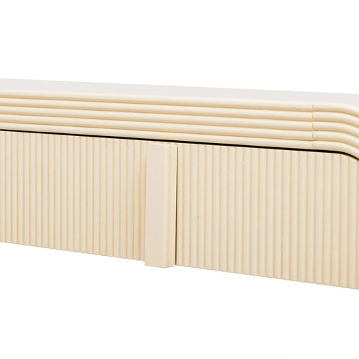 TREXM Modern Console Table with 2 Storage Drawers, Fluted Entryway Table with Rounded Silhouette for Hallway Living Room and Entryway (Apricot Cream) Default -DTYStore