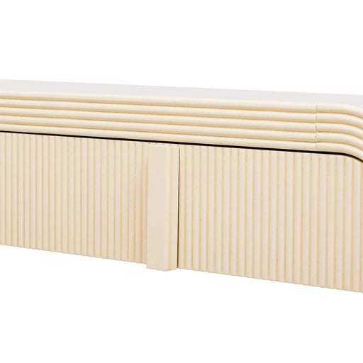 TREXM Modern Console Table with 2 Storage Drawers, Fluted Entryway Table with Rounded Silhouette for Hallway Living Room and Entryway (Apricot Cream) Default -DTYStore