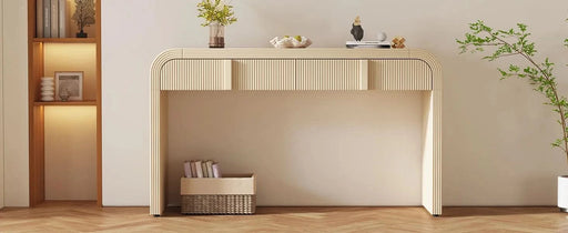 TREXM Modern Console Table with 2 Storage Drawers, Fluted Entryway Table with Rounded Silhouette for Hallway Living Room and Entryway (Apricot Cream) Default -DTYStore