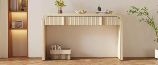 TREXM Modern Console Table with 2 Storage Drawers, Fluted Entryway Table with Rounded Silhouette for Hallway Living Room and Entryway (Apricot Cream) Default -DTYStore