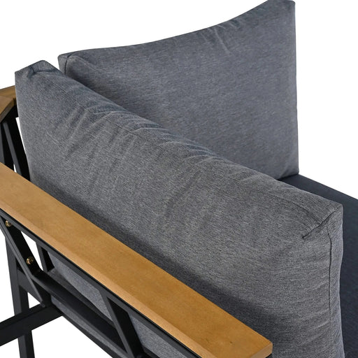 TREXM Patio Furniture Set with Loveseats, 4 Pieces Outdoor Sofa Set with Waterproof Cushions, Patio Furniture with Durable Iron-Wood Design for Garden, Backyard, Poolside (Gray) Default -DTYStore