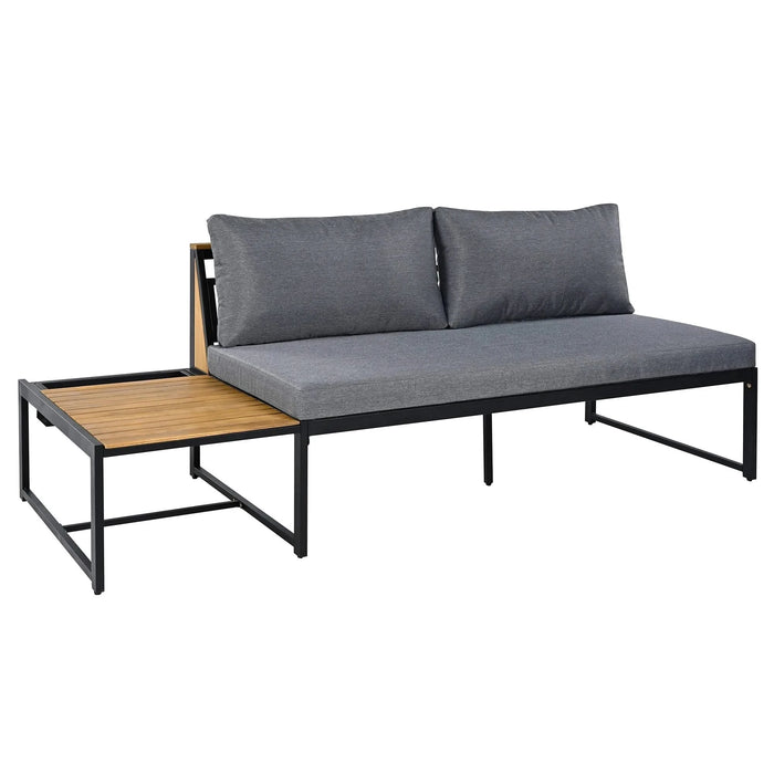 TREXM Patio Furniture Set with Loveseats, 4 Pieces Outdoor Sofa Set with Waterproof Cushions, Patio Furniture with Durable Iron-Wood Design for Garden, Backyard, Poolside (Gray) Default -DTYStore