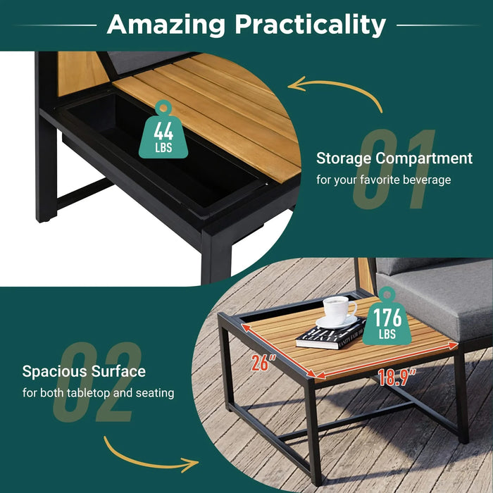 TREXM Patio Furniture Set with Loveseats, 4 Pieces Outdoor Sofa Set with Waterproof Cushions, Patio Furniture with Durable Iron-Wood Design for Garden, Backyard, Poolside (Gray) Default -DTYStore