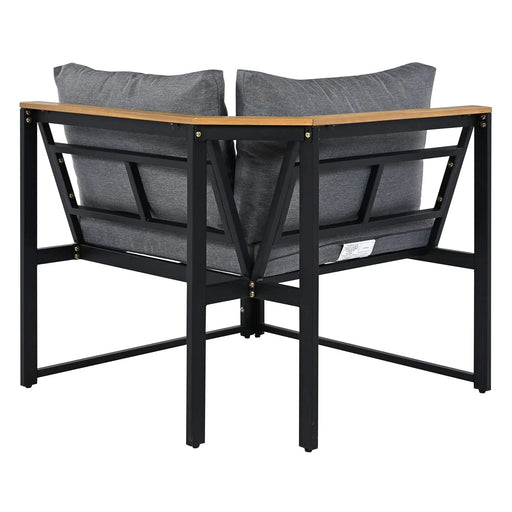 TREXM Patio Furniture Set with Loveseats, 4 Pieces Outdoor Sofa Set with Waterproof Cushions, Patio Furniture with Durable Iron-Wood Design for Garden, Backyard, Poolside (Gray) Default -DTYStore