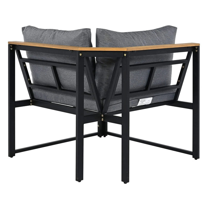 TREXM Patio Furniture Set with Loveseats, 4 Pieces Outdoor Sofa Set with Waterproof Cushions, Patio Furniture with Durable Iron-Wood Design for Garden, Backyard, Poolside (Gray) Default -DTYStore