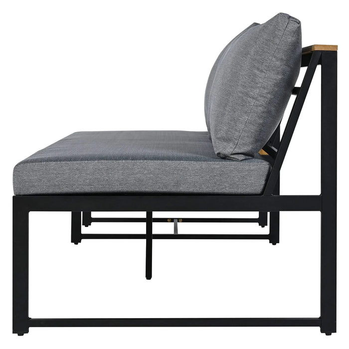 TREXM Patio Furniture Set with Loveseats, 4 Pieces Outdoor Sofa Set with Waterproof Cushions, Patio Furniture with Durable Iron-Wood Design for Garden, Backyard, Poolside (Gray) Default -DTYStore